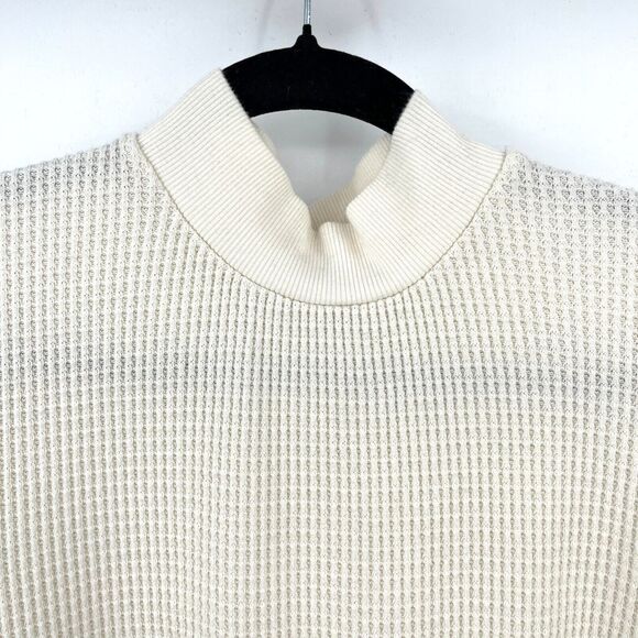 Madewell Mockneck Waffle Knit Top Womens S Ivory Long Sleeve Pullover Thermal - Picture 4 of 13